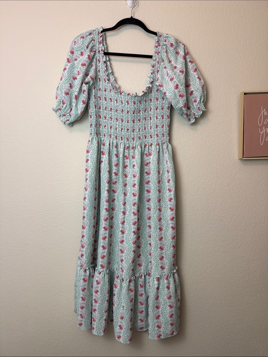 Hill House Dresses & Skirts - Hill House The Nap Dress Louisa Midi Dress in Light Mint and Coral Size Medium